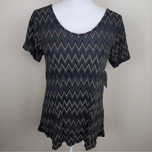 LuLaRoe Elegant Classic T Glitter Zig Zag Top Size Small NWT